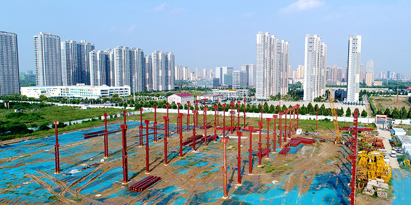 人生就是博工业园钢结构厂房航拍图